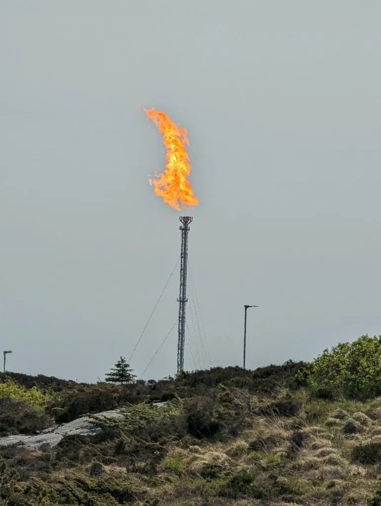 Large flare burning