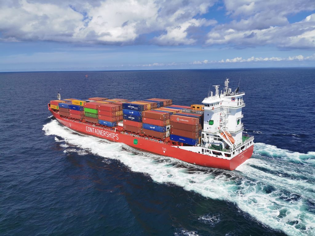 Containership at sea