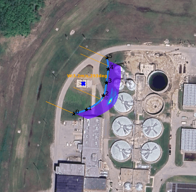 Flare visualisation on an area map