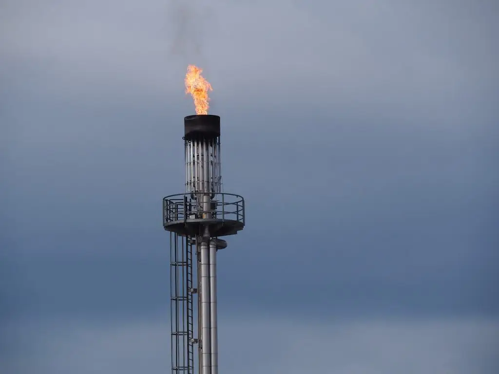 Gas flare burning at source