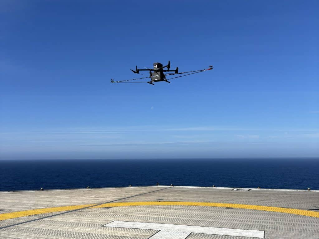 Explicit drone fitted with DFM™ Method payload on an offshore oil and gas platform